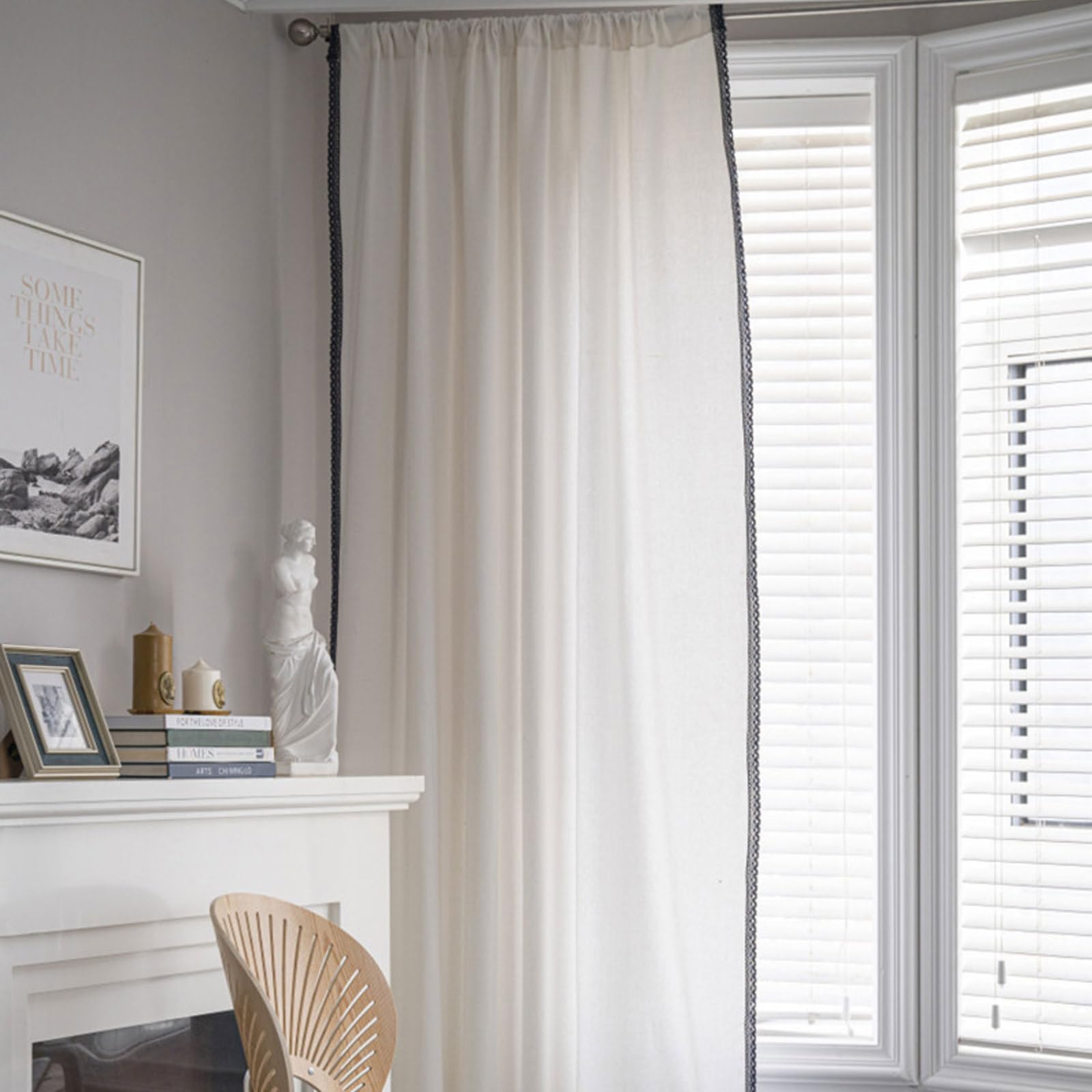 White Voile Curtains for Living Room Floral Blackout Window Curtain Panels Room Darkening Thermal Insulated Noise Reducing Drapes for Bedroom/Living Room Leaf Eyelet Top Window Treatment 150x160cm