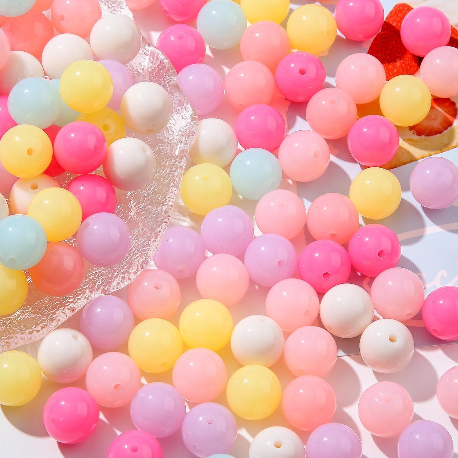 16mm Acrylic Beads 100pcs Pink Candy Color Bead Pen Bubblegum Beads DIY Beading Hairband Bracelets Necklace Craft for DIY Jewelry Making (Cute Pink)