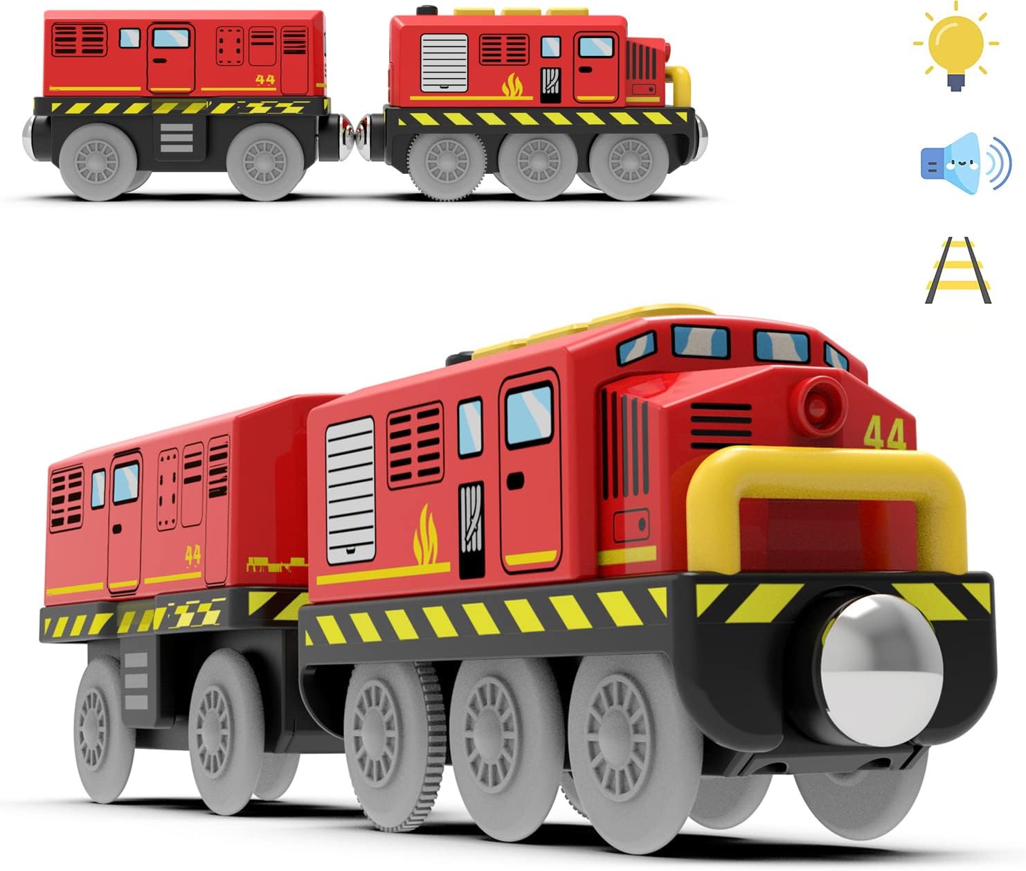 Wooden Train Track Accessories Battery Powered Locomotive Train, Toddler Electric with Magnetic Connection, Powerful Engine Vehicle