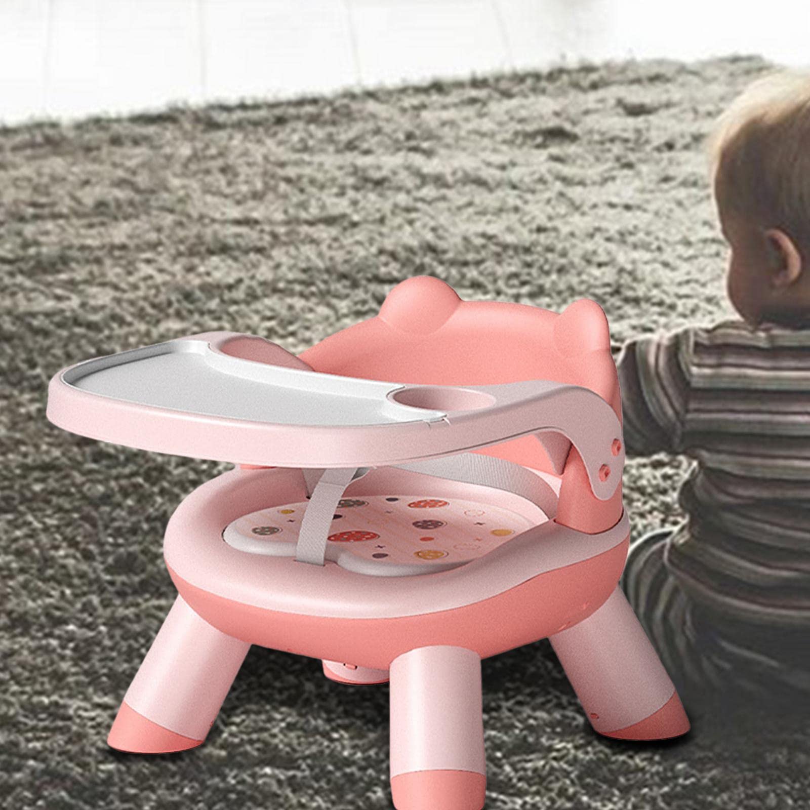 Silla para Comer Bebés Asiento Portátil Infantil Comedor con Respaldo Firme Bandeja Extraíble Cojín Suave Y Estructura Ligera Adecuada para Patio