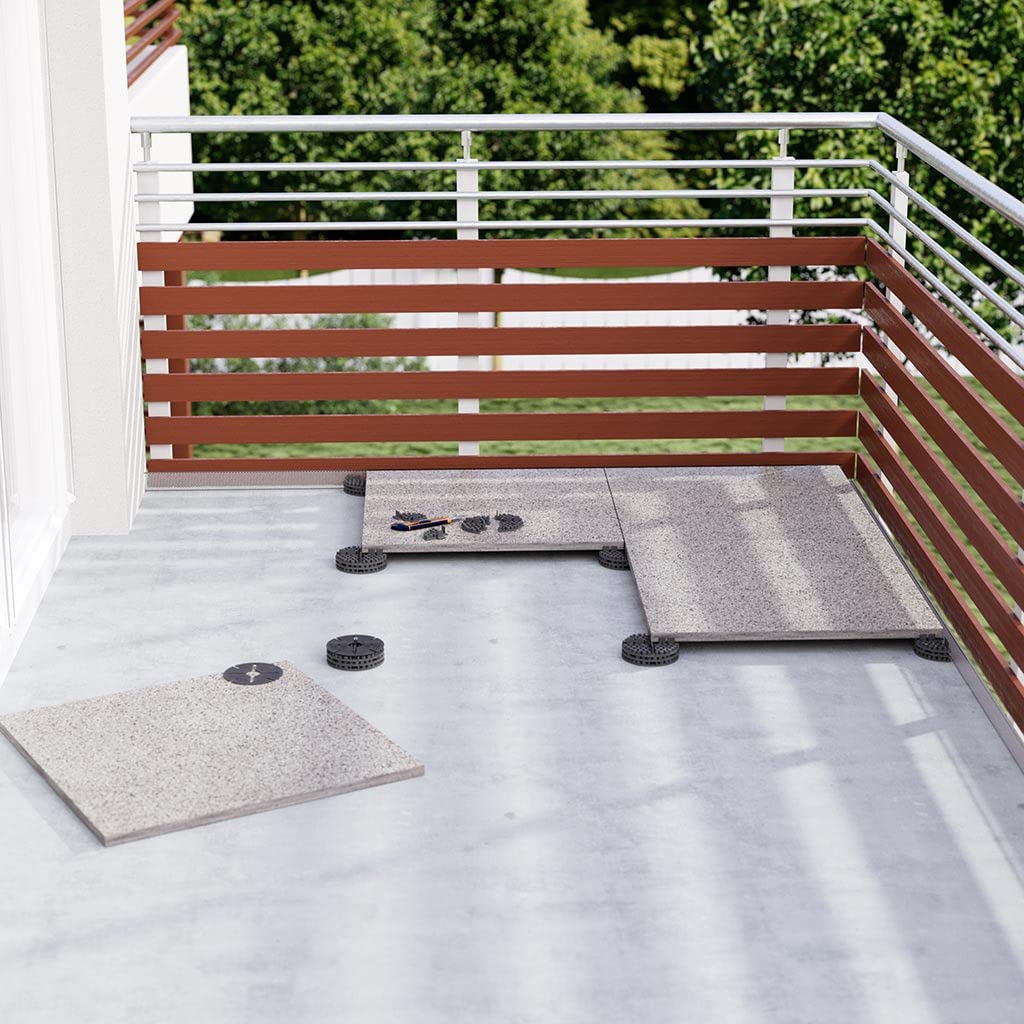 150x LANGFIT® Plattenlager - Flexibles Stelzlager mit 2mm Fugenkreuz für Terrassenplatten – 6-fach stapelbar von 10-60mm – Teilbar in vollwertige Randstücke und Ecken – Made in Germany – MS-PL2-10-S
