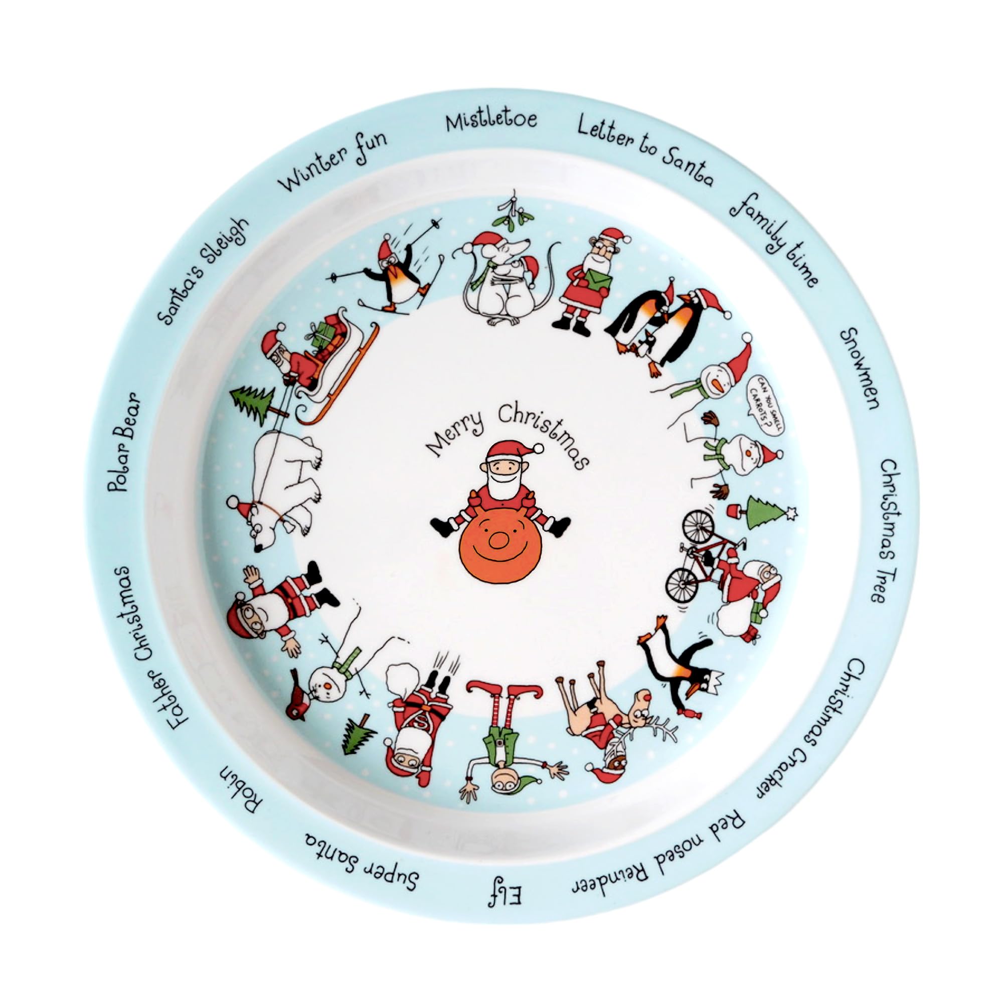 Tyrrell Katz Kids Christmas Theme Printed Plate in Melamine - Dishwasher Safe Children's Outdoor Dining Everyday Tableware - 21.5 cm