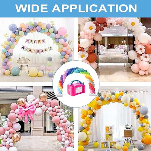 Miniatura 7 de Kit de arco de globos con bomba de globos y pancarta de cumpleaños, soporte de arco de globos ajustable de 10 pies de ancho con base para decoración