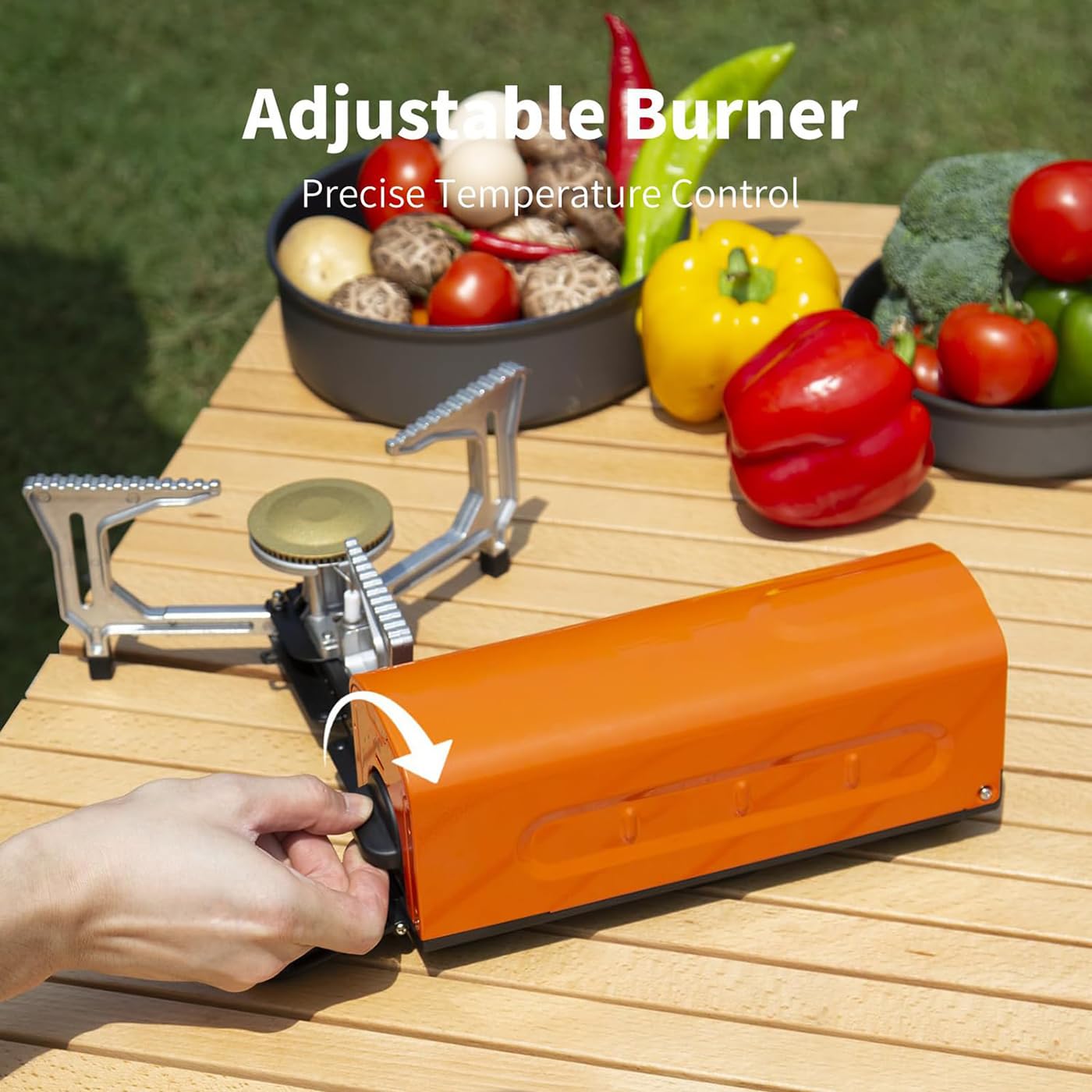 Réchaud à gaz de camping portable, 2200 W, réchaud au butane avec allumage piézoélectrique et sac de transport, pliable avec puissance de feu réglable pour la cuisine en plein air, la randonnée, le