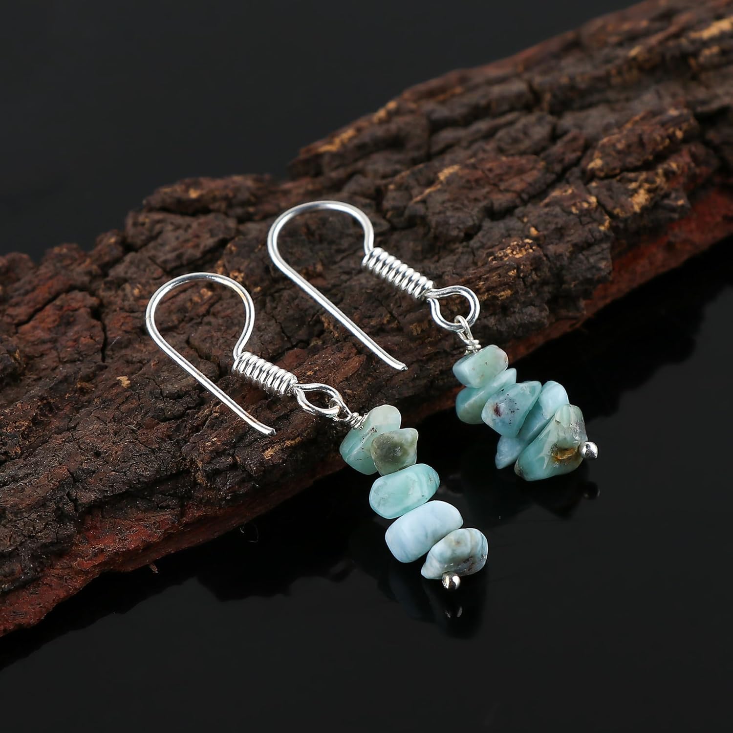Gemstone Chips Dangling Earrings, Stone 2-3 MM, Silver Plated, Handmade Jewelry, Chakra Healing Crystals, Polished Nuggets Stones, Women Earrings, Gemstone Jewellry - Image 3