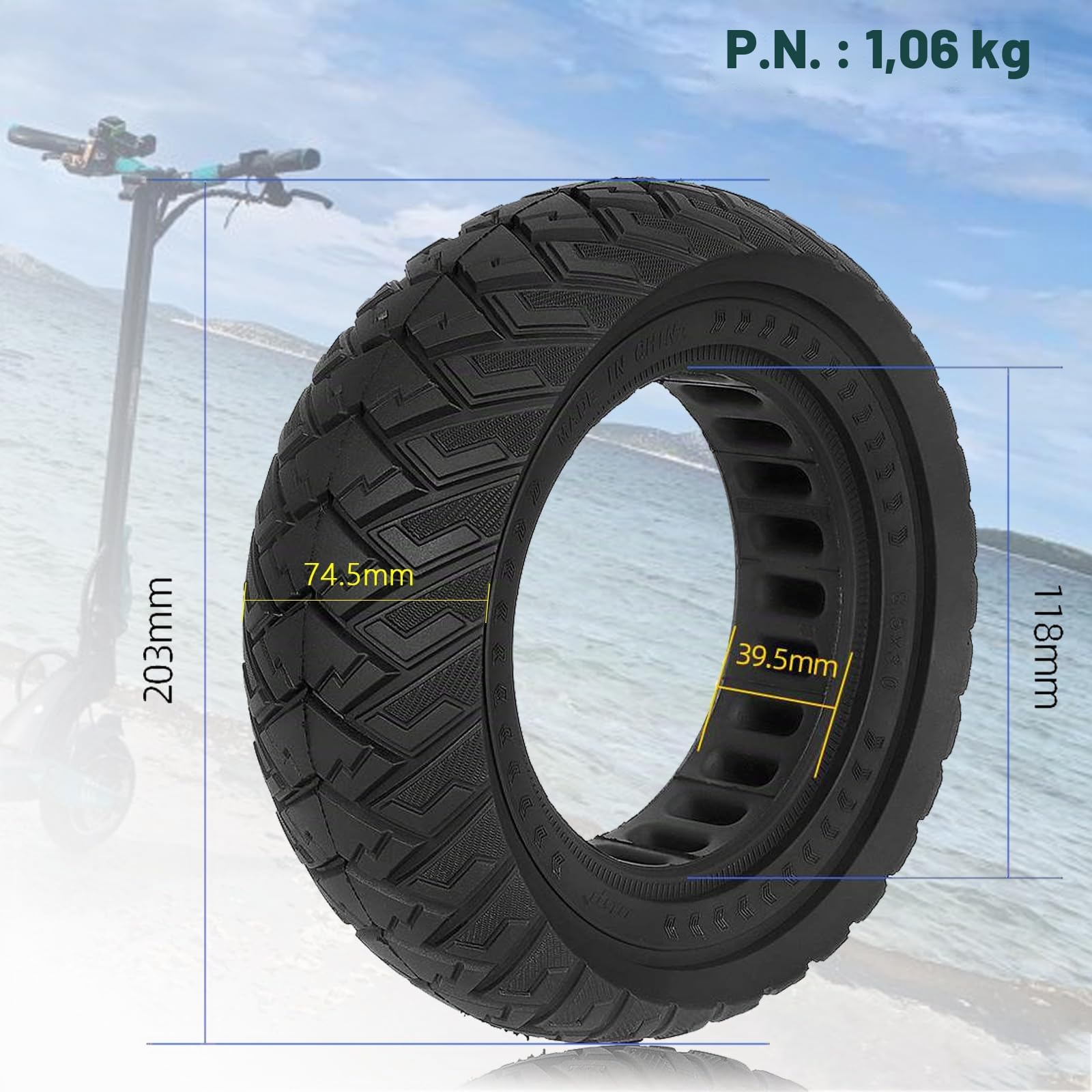 8,5 x 3 Pneu Plein pour KUKIRIN G2 Pro/Zero 9/Vsett 8/9/9+/Inokim Light 2/KUKIRIN X1, 8 1/2 x 3 Pneu Solide pour Trottinette électrique, Roues de Rechange en Caoutchouc Anti-Crevaison
