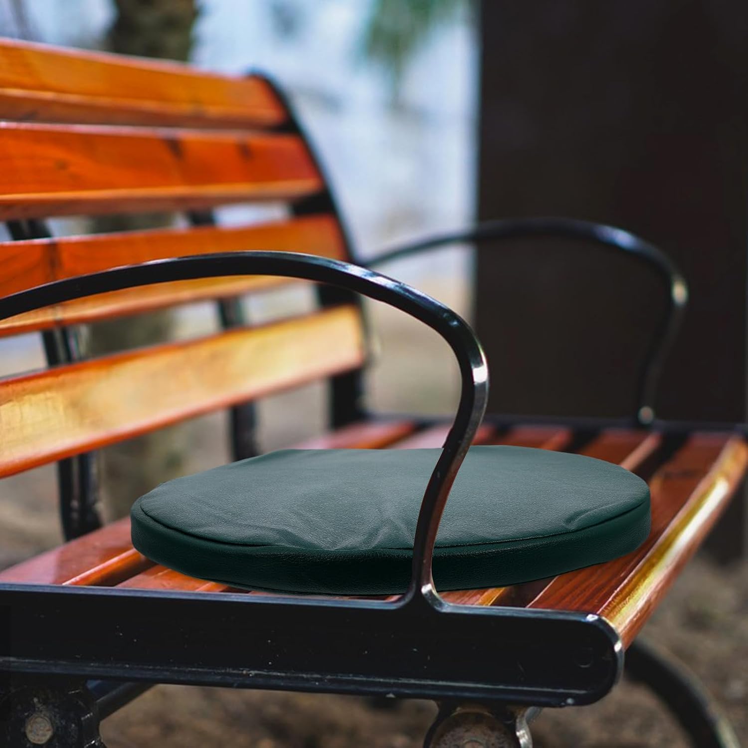 YARNOW Portable Round Outdoor Chair Cushion with Memory Foam and Pu Material, Easy to Clean and Lightweight Seat Pad for Camping and Patio Use