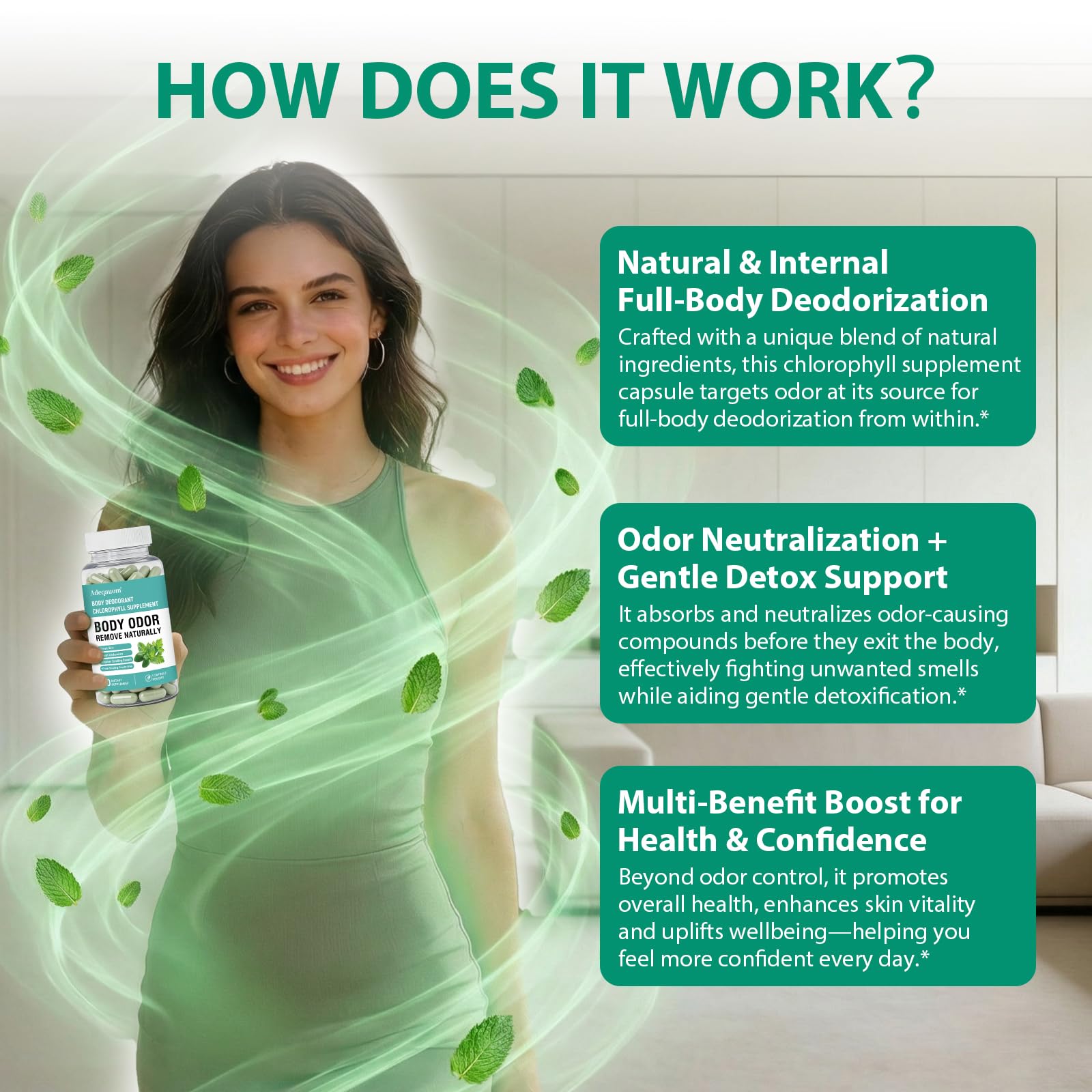 Chlorophyll Capsules Internal Body Deodorant Supplement for Women and Men for Gut Health, Fresh Breath, Skin Health, Detox & Digestion Support, Natural Odor Remove, Vegan, Non-GMO-30 Capsules — Amazon image 5