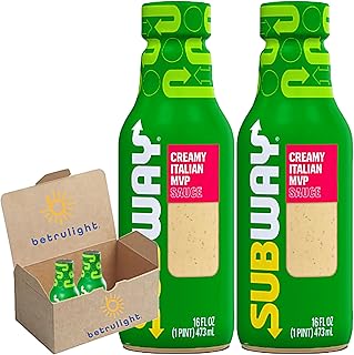 Subway Sauce | Dip or Pour | Great For Wraps, Burgers, Salads, Parmesan Cheese Soy Sauce, Pizza Sauce, Sriracha, Pasta Sauce in 16 Fl oz Bottle | Every Order is Elegantly Packaged in a Signature BETRULIGHT Branded Box | Flavor (2, Creamy Italian MVP Sauce)