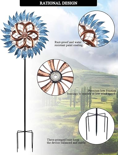 Miniatura 2 de MUMTOP Wind Spinners Outdoor Metal 6.5 FT Large Two-Way Wind Sculptures for Patio Yard and Garden Decor