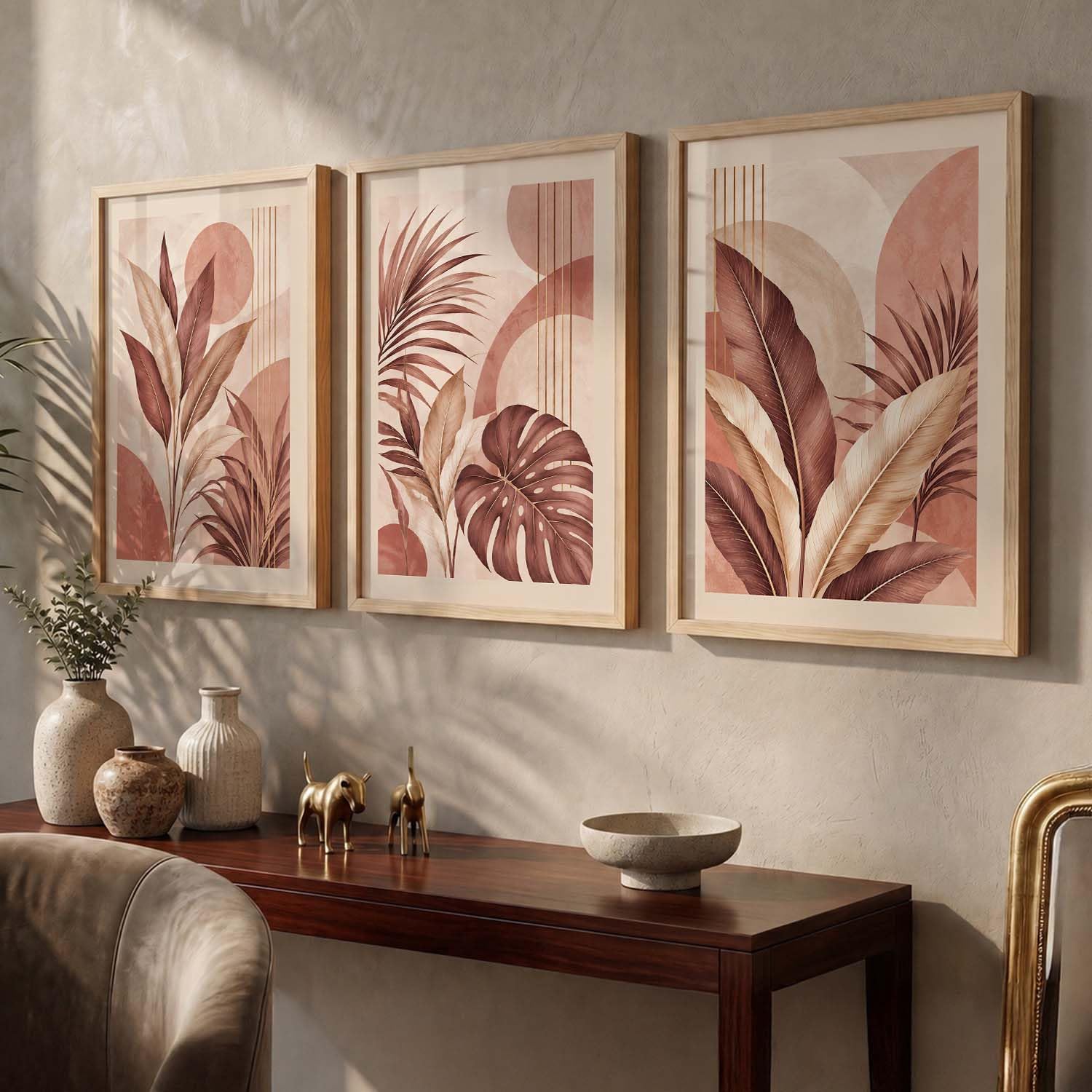 Bohemian Floral Wall Art Set - 3 Prints with Frame -6