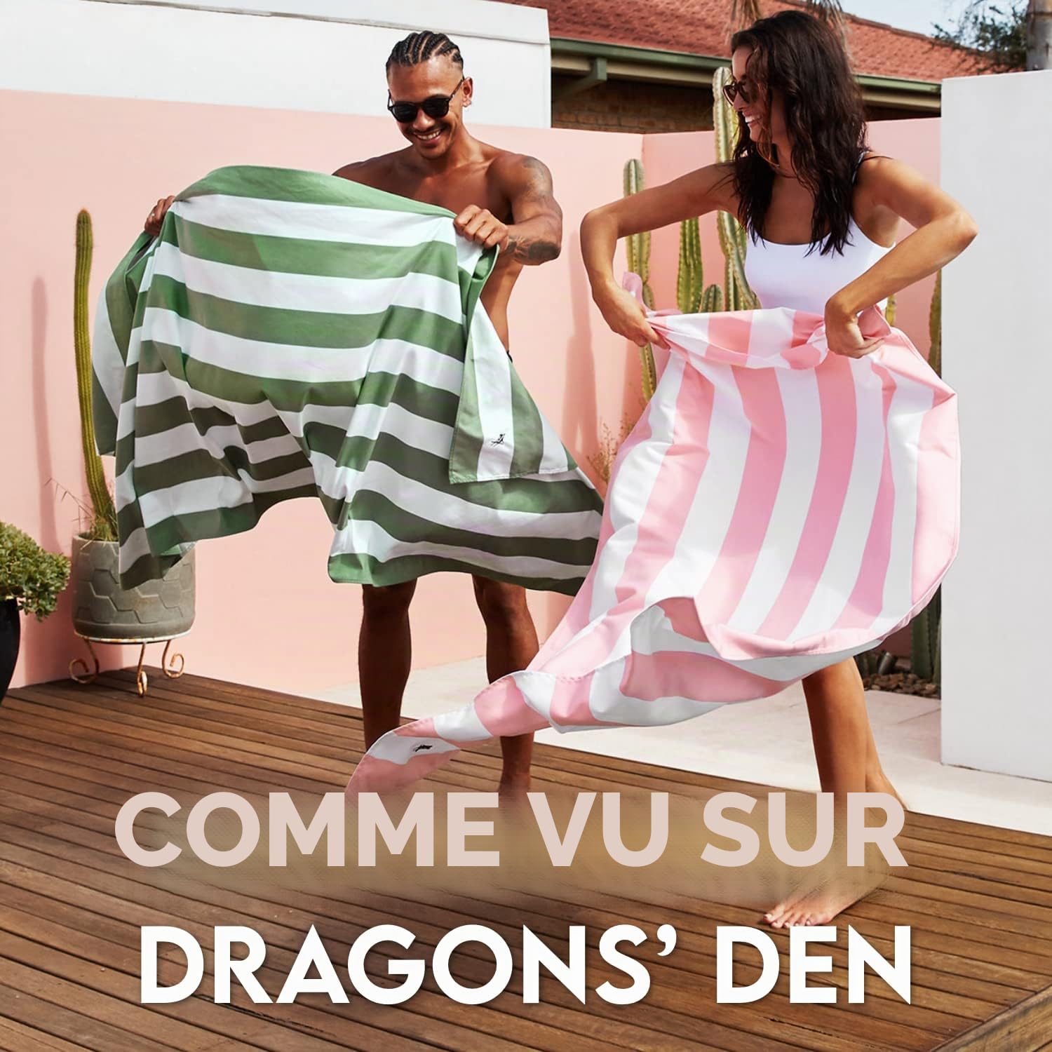 Dock & Bay Serviette de plage - Sechage rapide, sans sable - Compacte, Legere - 100% Recyclee - Contient un sac - Cabana Light - Malibu Pink - Extra Large (200x90cm, 78x35")