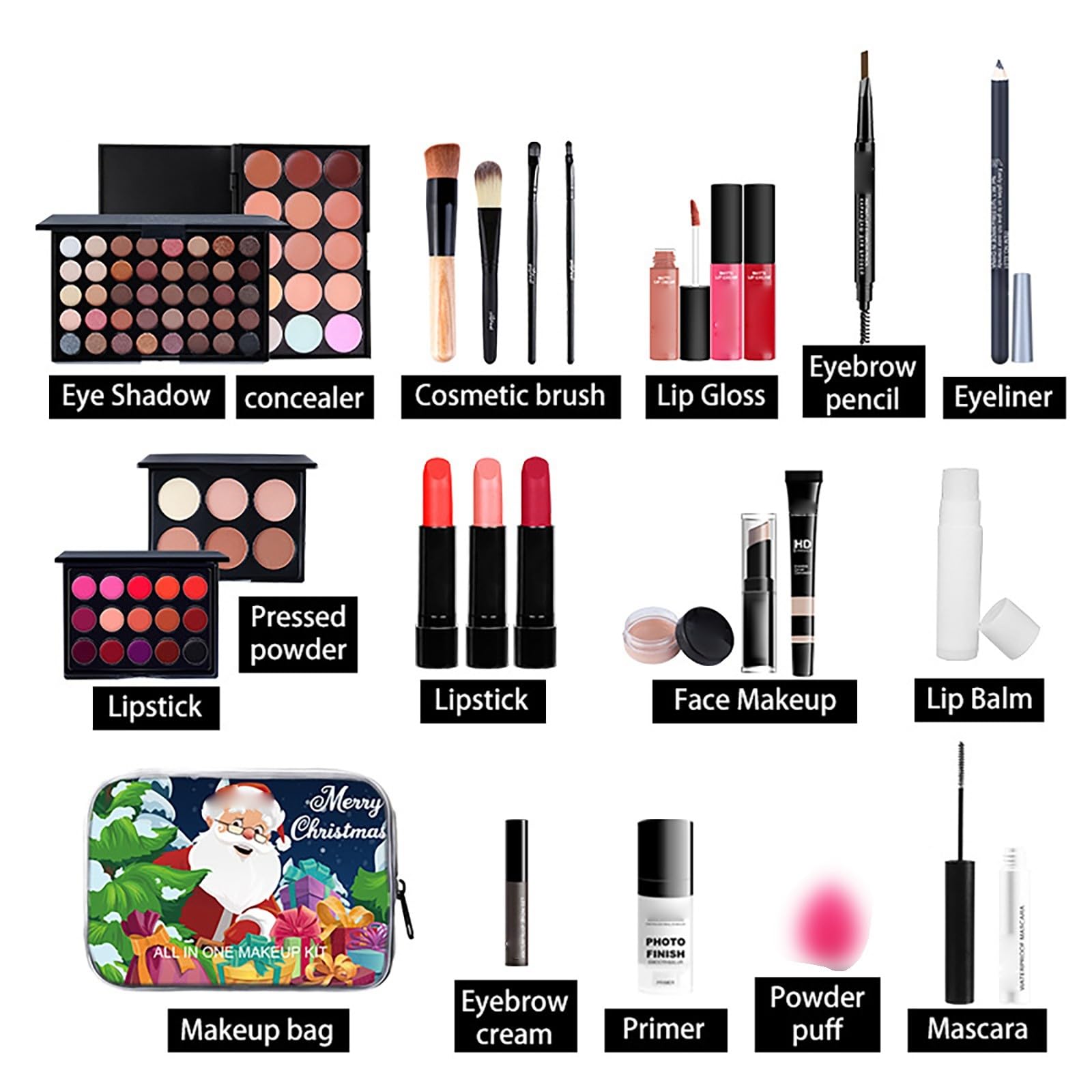 Calendario de Adviento de maquillaje 2025 para mujer, calendario de Adviento de 24 días, juego de regalo de maquillaje de Navidad y cosméticos para Navidad, juego de maquillaje y cosméticos para la