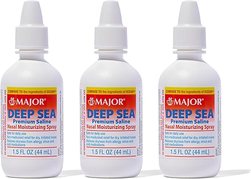 Major Pharmaceuticals Deep Sea pulverizador hidratante nasal de solución salina 15oz 3 unidades