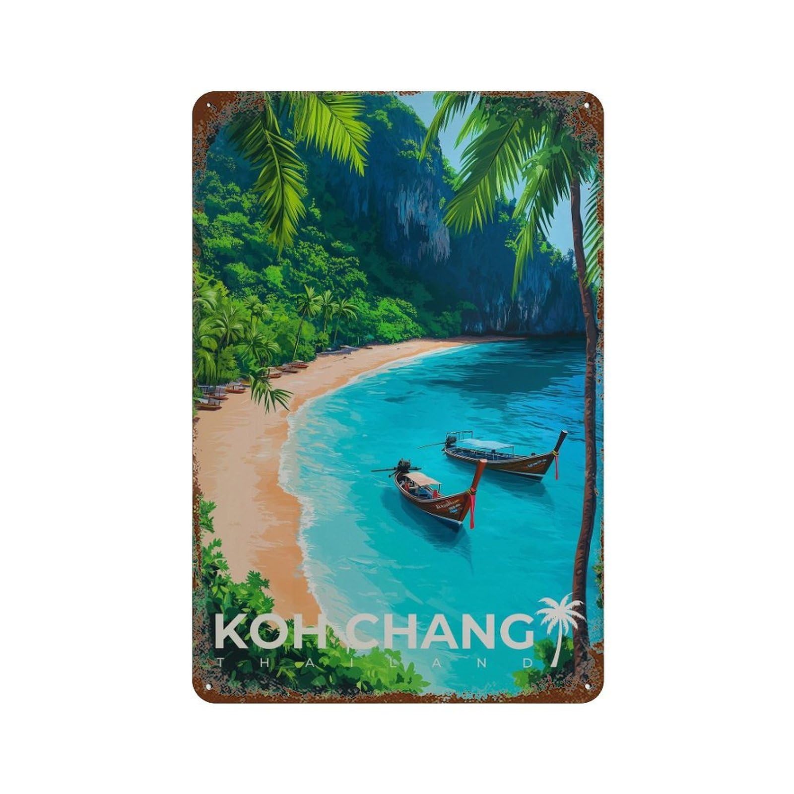 xiaoxiaoshen Koh Chang Thailand Travel Tropical Island Wall Decor Art Metal Tin Poster Modern Home Decor Art Home Bar Shop Decorations Vintage Sign 30x20cm