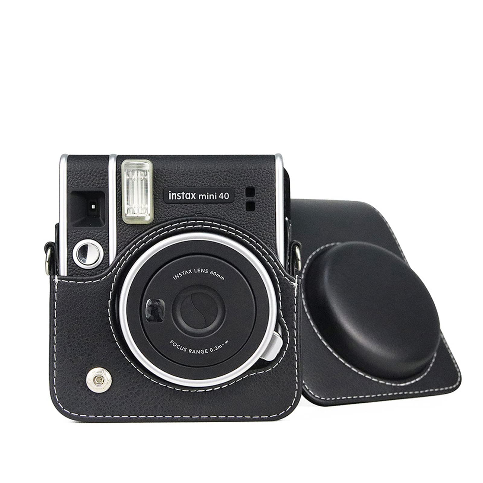 MAKINGTEC Camera Case for Instax Mini 40, Black, Vintage Style, Adjustable Strap, Direct Photo Taking
