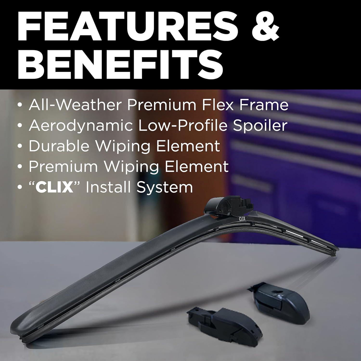 ClixWipers 22" 6-Pack: High Performance Premium Automotive Replacement Windshield Wiper Blades for Fleets & Business, Bulk Pack for All-Weather & Winter, Fits J-Hook, Pinch Tab & Top Button