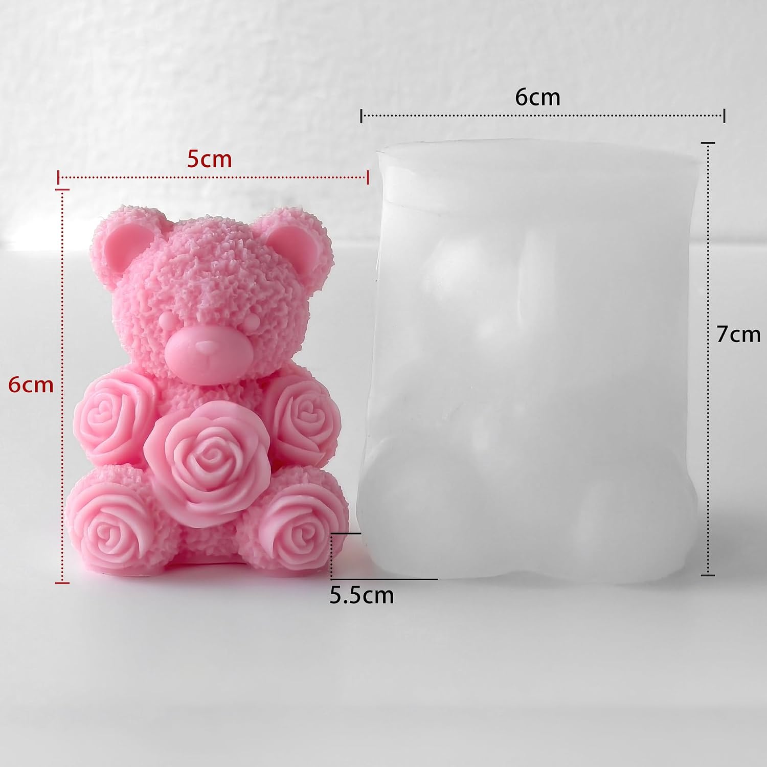 Rose Bear Heart Cylinder Candle & Resin Mold - Resin Casting Silicone Molds for Home Decor & Candle Making Wave Spiral Mold image 2
