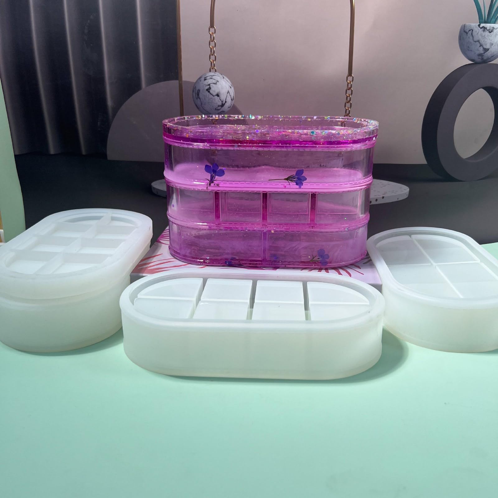Stampo in resina epossidica a 3 strati per scatola di gioielli stampi per rossetto stampi in silicone per amanti del mestiere stampi in cristallo per resina epossidica
