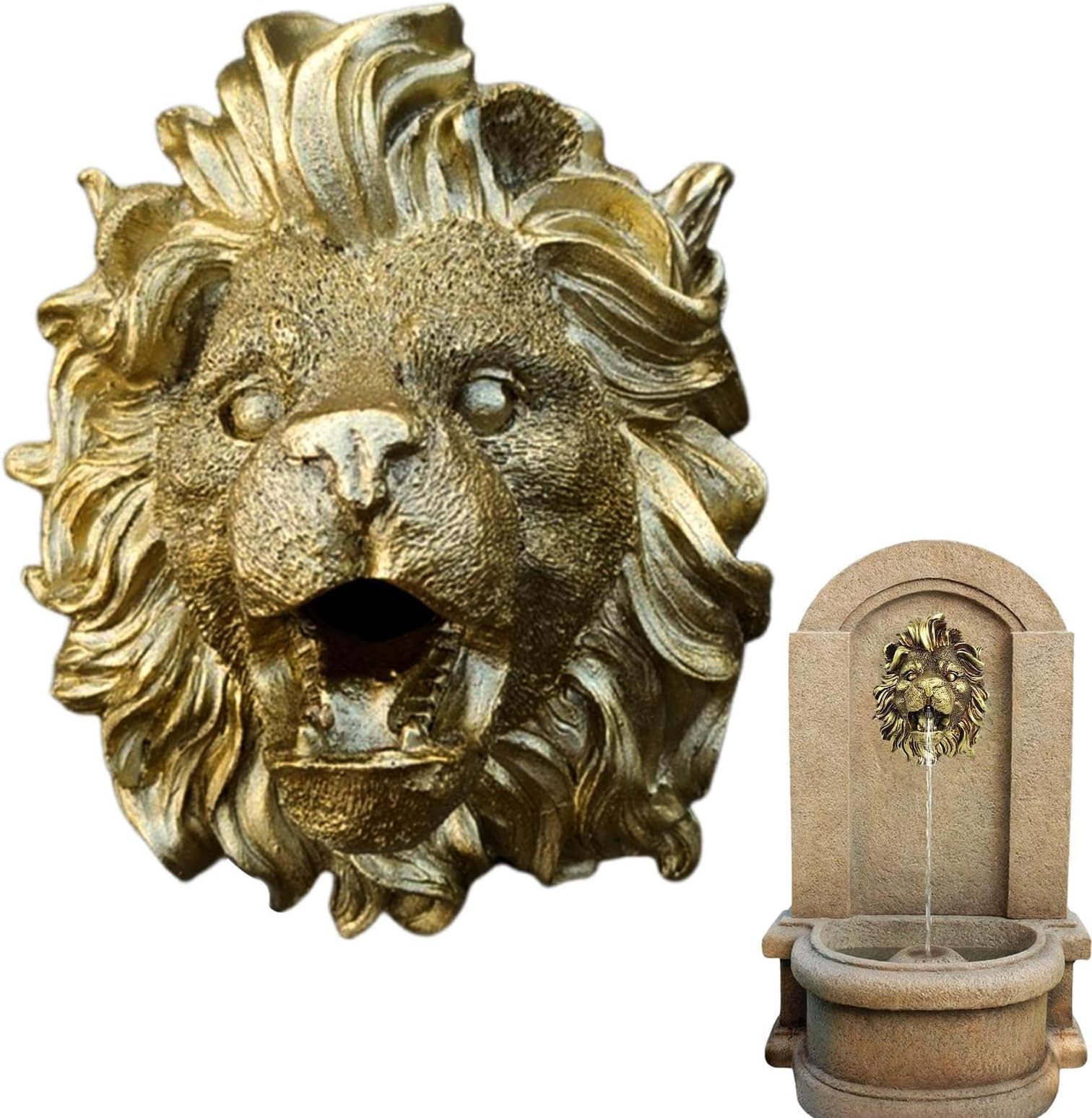 Fountain Water Spout, Resin Water Feature, Sprinkler Wall Fountain, Indoor Outdoor Waterfall, Decorative Wall Fountain, Lion Water Feature, Garden Fountain Spout, Elegant Spout for Fountain