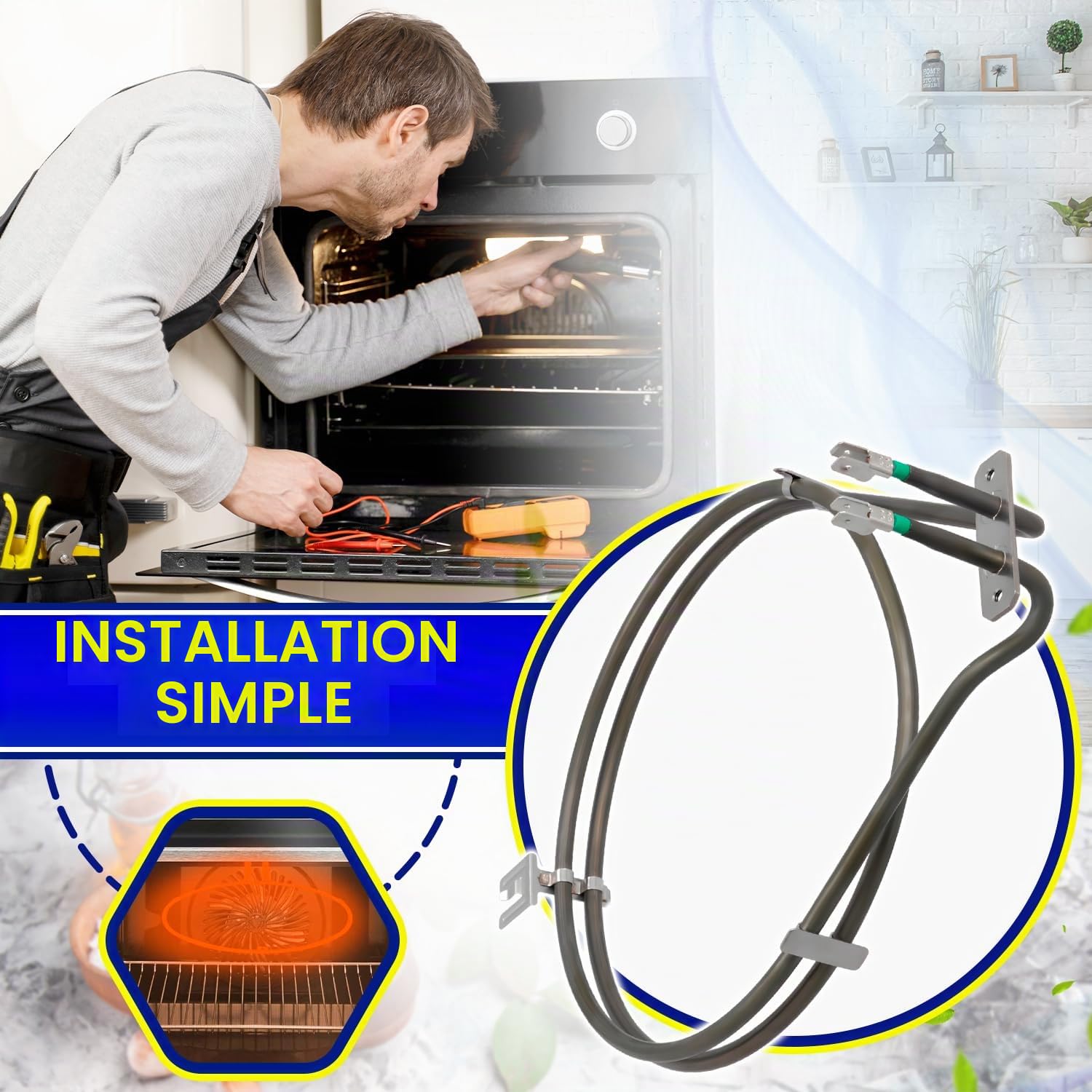 Circulaire Resistance pour Four 2100W 00435829 435829 pour Bosch pour Balay | C00298566 pour Indesit pour Whirlpool - Garantie de 10 Ans - MONTERAL