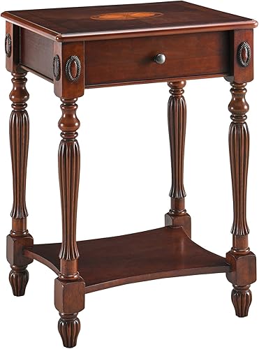 Miniatura 4 de Mesa auxiliar de madera maciza con cajón y estante de almacenamiento, mesa auxiliar tradicional, mesa telefónica estrecha, mesita de noche, mesa de