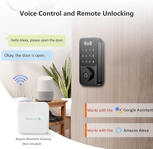 Miniatura 5 de Cerradura de puerta de reconocimiento facial 3D, cerradura inteligente de entrada sin llave para puerta delantera, teclado digital electrónico,