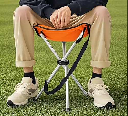 Miniatura 2 de Taburete plegable de campamento, sillas plegables de 16.5 pulgadas, asiento de trípode portátil, silla alta de viaje al aire libre para camping,