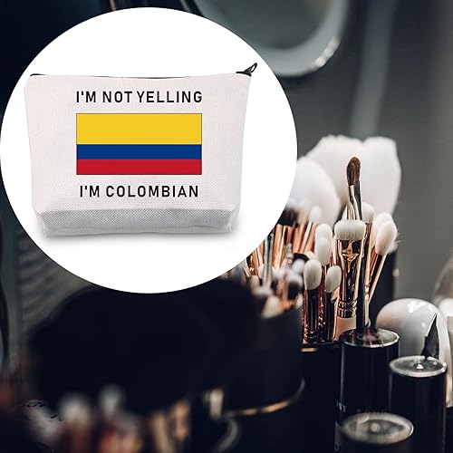 Miniatura 8 de LEVLO Divertidas bolsas de cosméticos con la bandera de Colombia, recuerdos, no estoy gritando, soy colombiano, bolsas de maquillaje con la bandera
