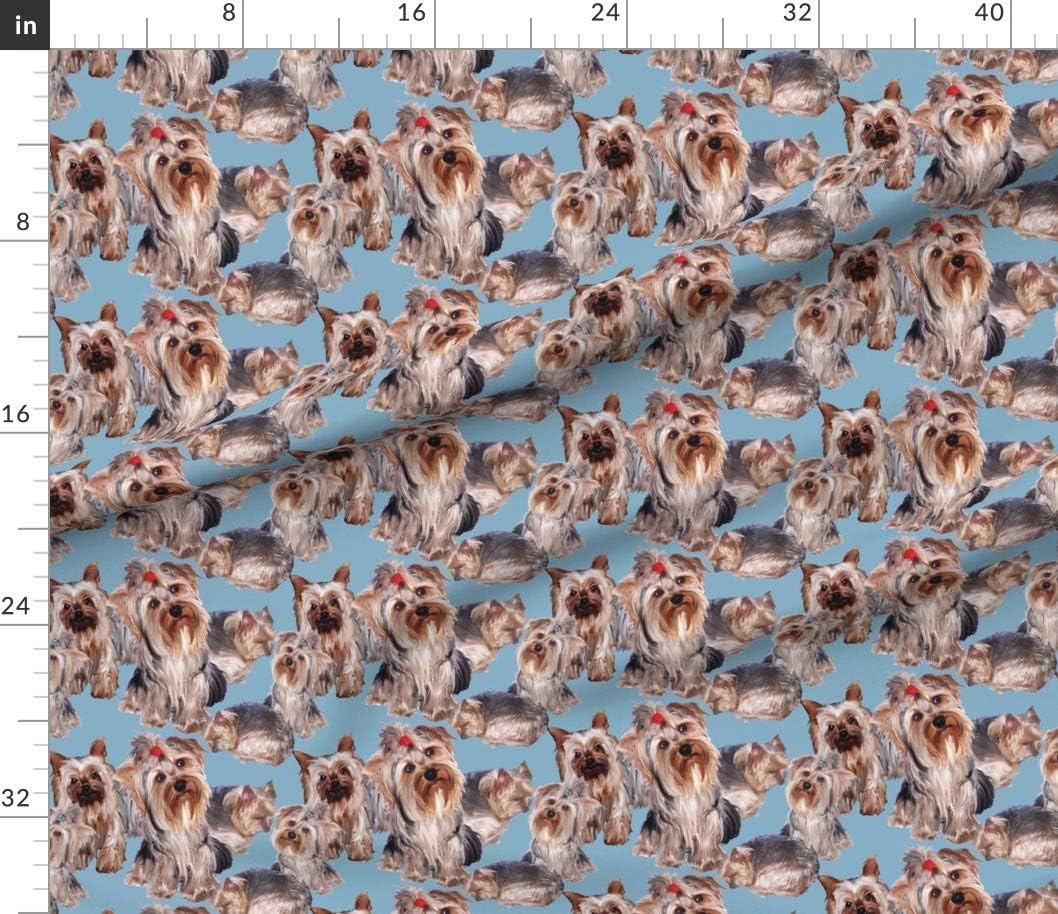 Spoonflower Fabric - Yorkshire Terrier Yorkies Dog Pet Dogs Printed on Petal Signature Cotton Fabric by The Yard - Sewing Quilting Apparel Crafts Decor