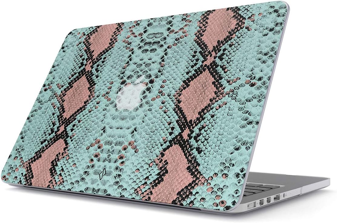 BURGA Hard Case Cover Compatible with MacBook Air 13 Inch Case, Model: A1466 / A1369 13-13.3 Inch 13" Mint Green Blue Pink Snake Skin Pattern Serpent Savage Wild