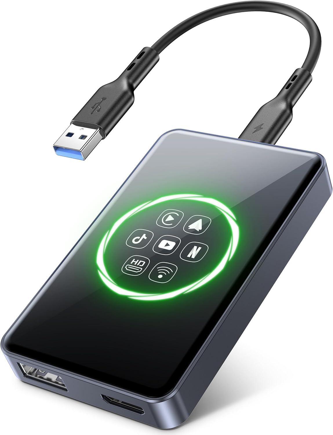 TDT 4-in-1 Wireless CarPlay Adapter& Android Auto Wireless Adapter, Magic Video Box Stream Netflix, YouTube, Disney+?HDMI Output, USB Drive & TF Card Support Upgrade OEM Wired CarPlay (4+32GB)