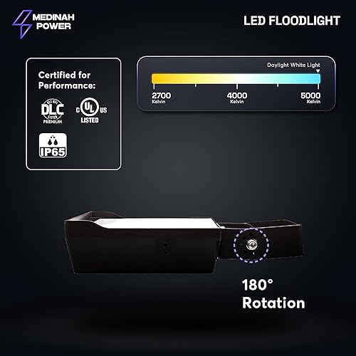 Miniatura 7 de Medinah Power FLLS-150W-50K-DV2-PC-CL-BZFM llevó la luz de inundación al aire libre llevó la luz de inundación de bronce oscuro
