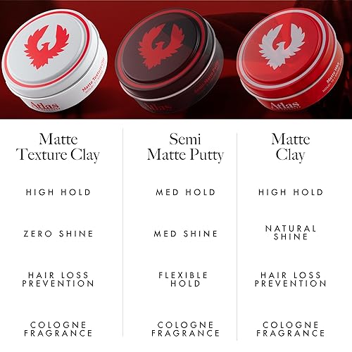 Miniatura 6 de Atlas La arcilla de textura mate de 2.4 onzas es un producto sin brillo, ultraligero, de sujeción media a firme, espesante, texturizante, separador,