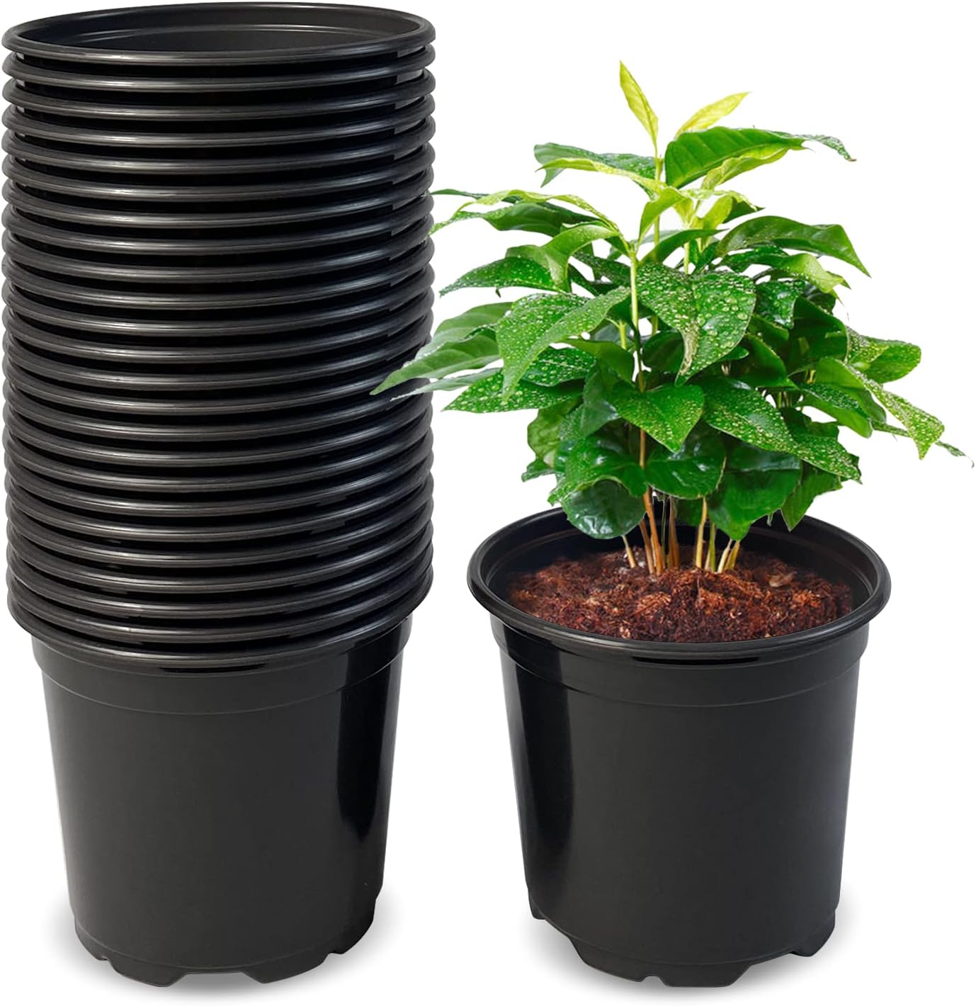 RAOOKIF 25pcs Nursery Pots 5 Inch, Flexible Plastic Plant