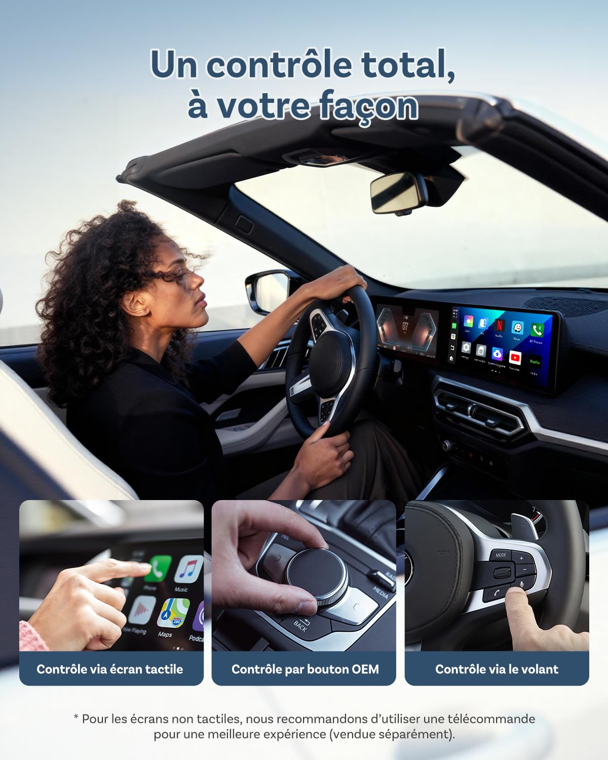 2026 Nouvelle Ottocast I3 AI Box pour BMW, sans Fil CarPlay Adaptateur avec Netflix/Youtube, Système Android 13, Écran Divisé, Boîtier Vidéo pour Voitures avec CarPlay sans Fil d’Origine(8 +128Go)