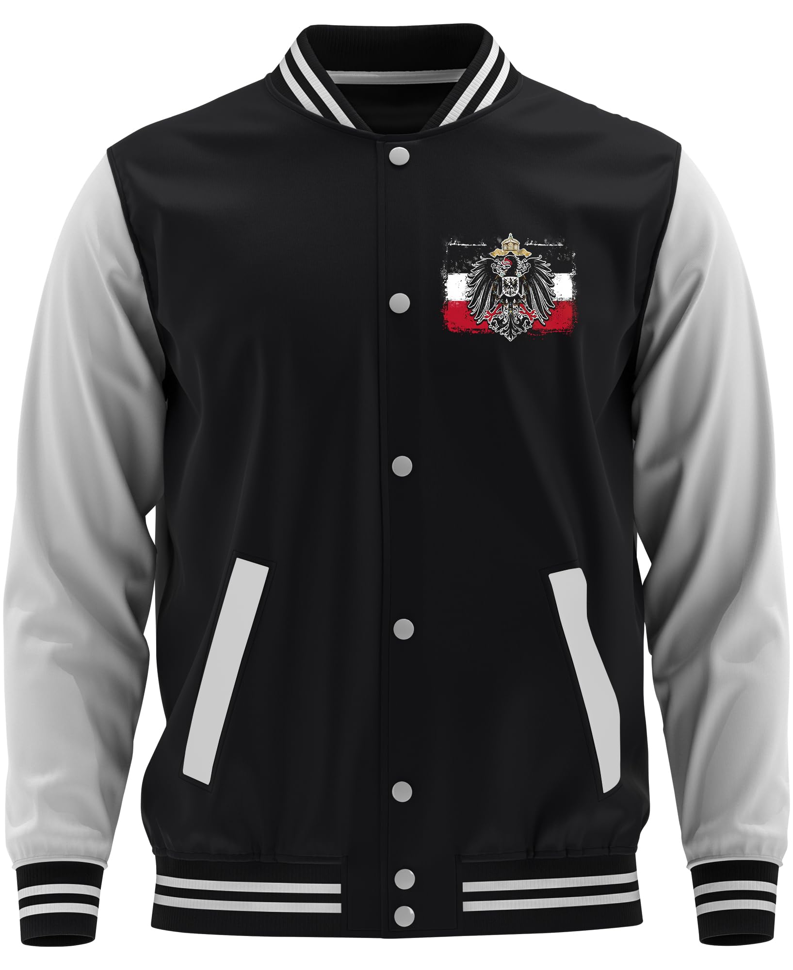 UGLYSHIRT Old School Flag Kaiserreich College Jacke | Deutschland Patrioten Preußen Football Jacke Sport Baseball Freizeit Sweatjacke