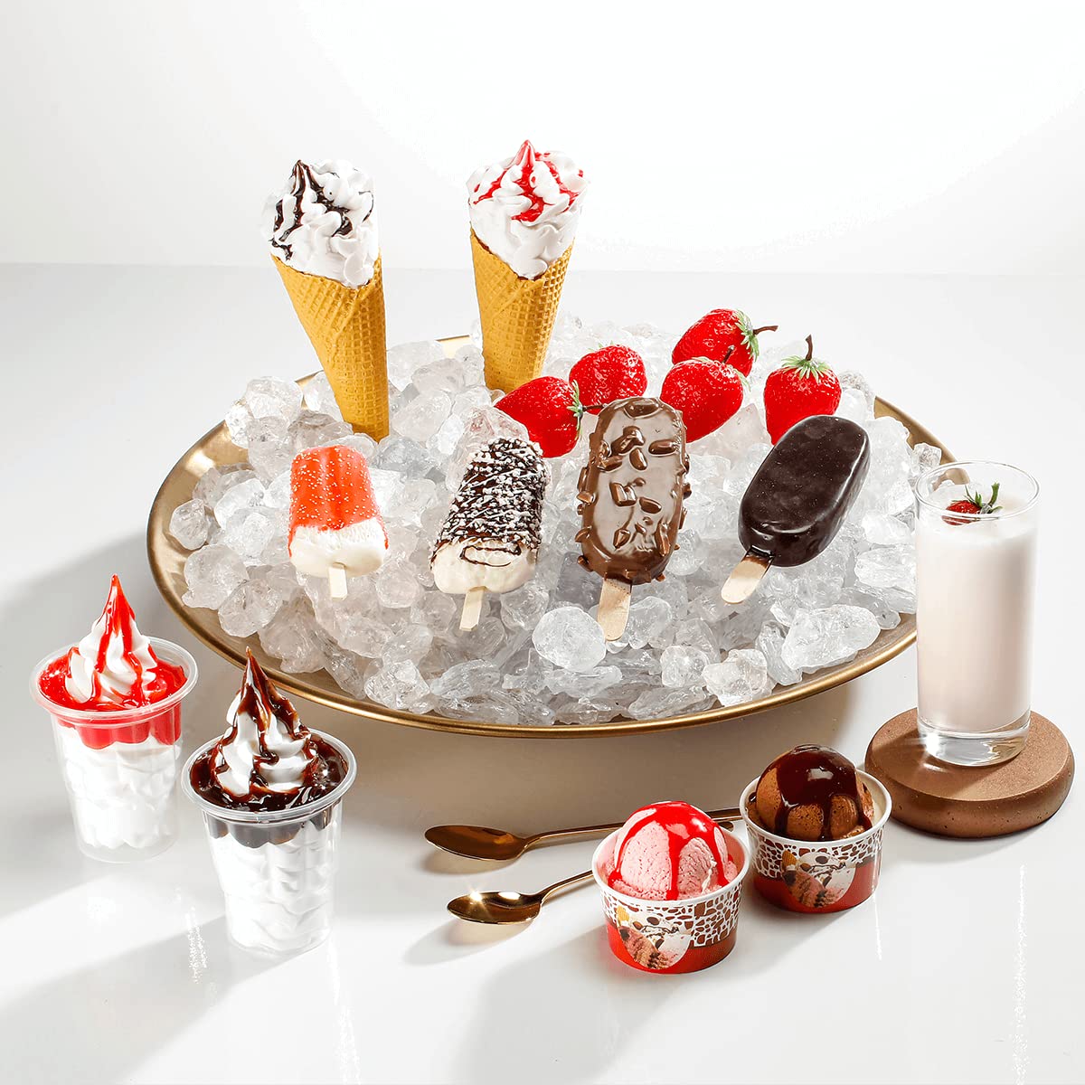 Display Fake Ice Lifelike Waffle Cone Display Fake Ice Cream Model - Lifelike Artificial ...