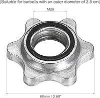Vista 2 de uxcell Tuerca hexagonal para mancuernas, 2 tornillos de bloqueo antideslizantes M28 para levantamiento de pesas, color plateado