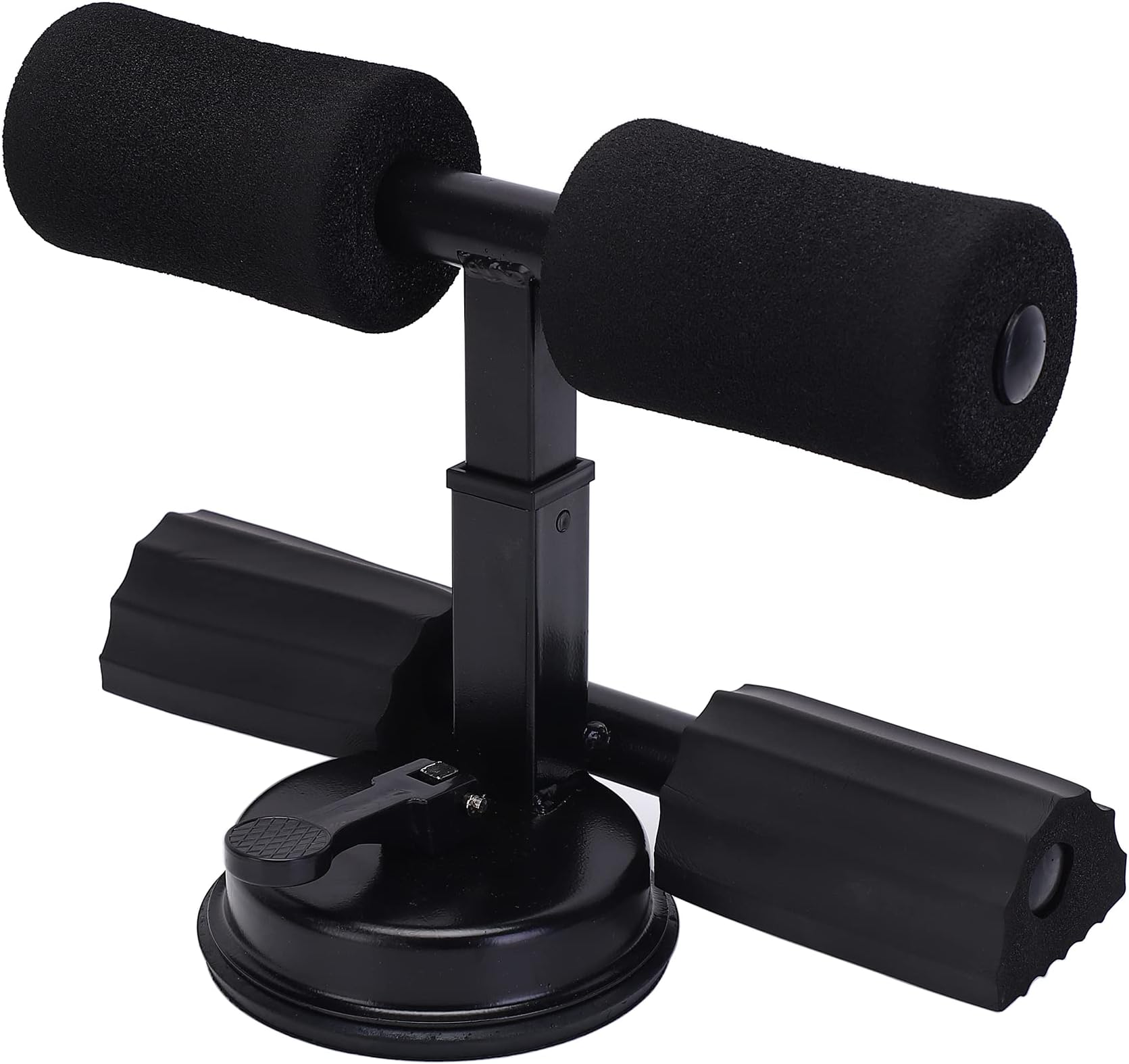 Black Sit Up Bar for Home Workouts - Abs Exercise Equipment with Foot Holder & Suction Cup Anchor