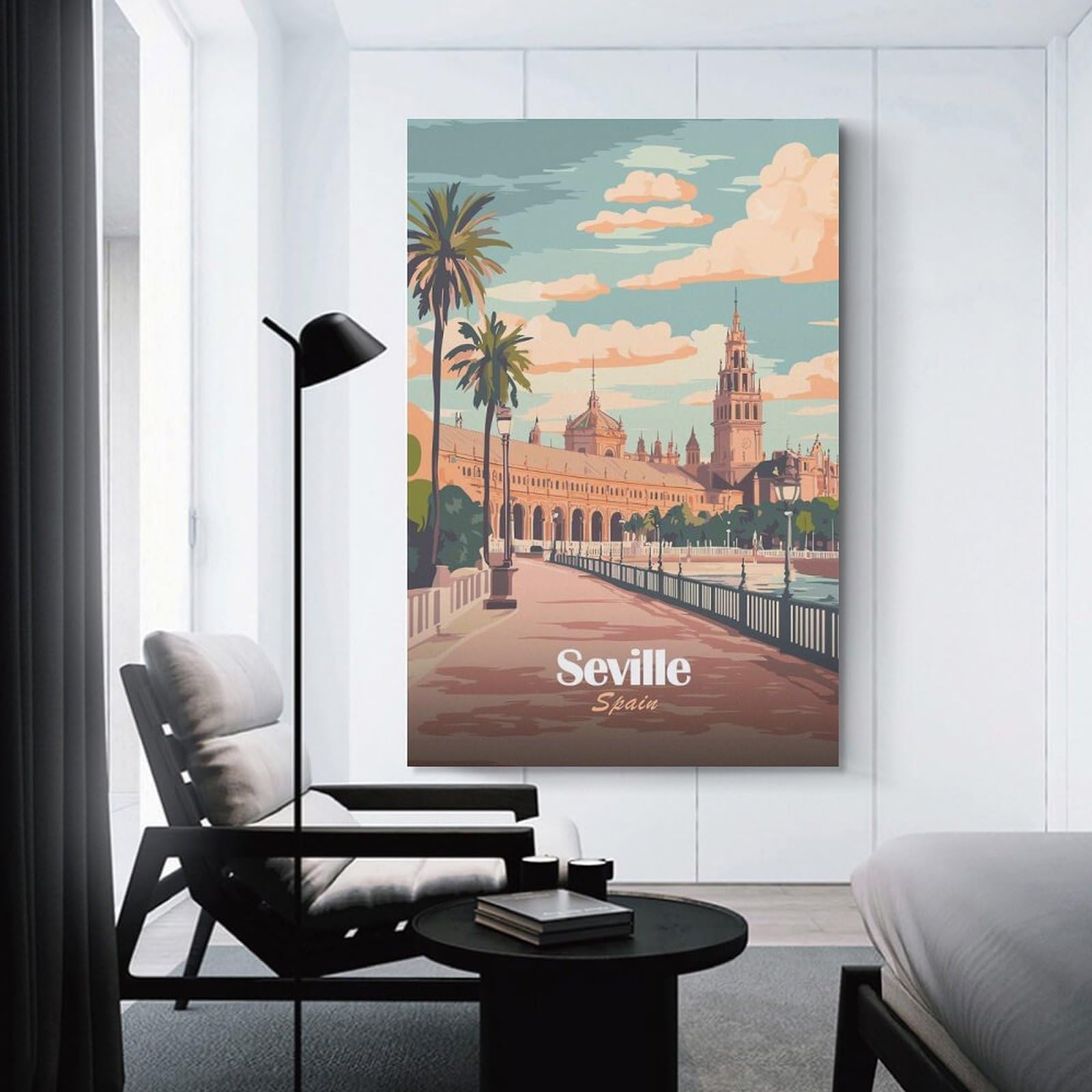 Junmoney Seville, Spain Travel Wall Art Print 20x30inch(50x75cm), for Living Spaces, Bedrooms Or Relaxed Rooms, A Home Accent with Warm Character