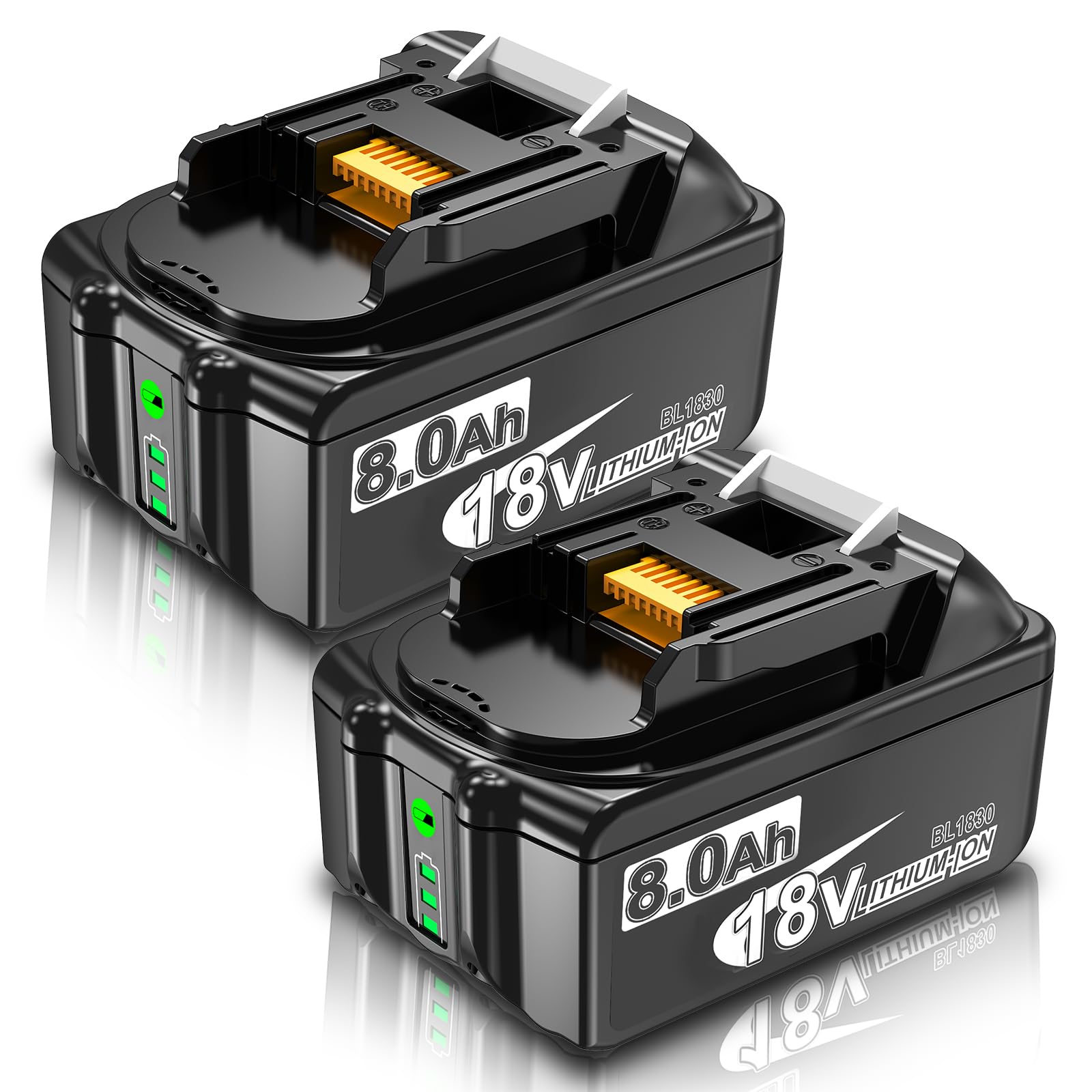 2 Pack 18V 8.0Ah BL1850B Compatible with Makita 18V Batteries With LED Indicator Lithium Ion Replacement Cordless Battery BL1830 BL1830B BL1840 BL1840B BL1850 BL1860 BL1845 BL1815 Power Tools