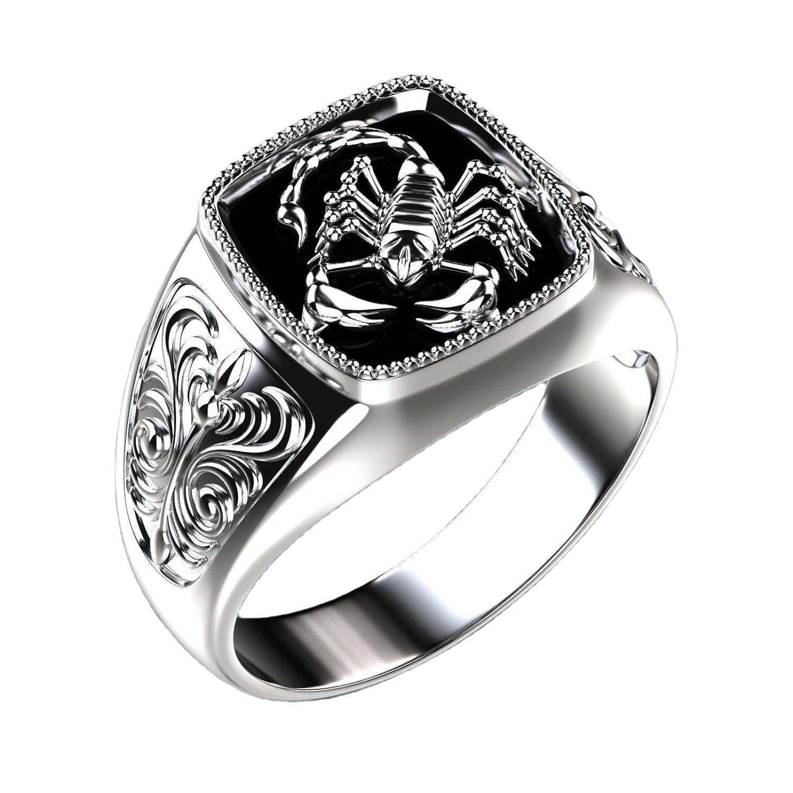 WEIXIANGYU Creative Alloy Scorpion Relief Ring for Men Punk Style Wedding Band Party Punk Biker Rings Fashion Jewelry Gift 12号 argent