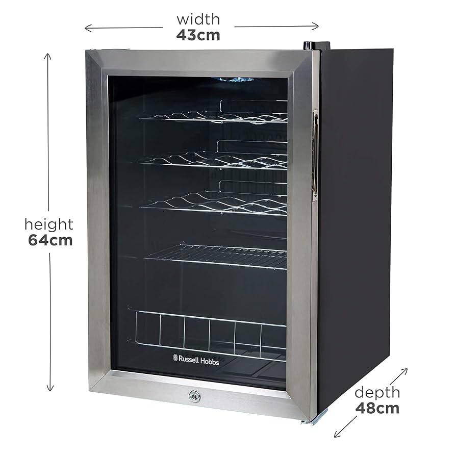 RUSSELL HOBBS MINI FRIDGE 20 BOTTLE*62L LOCKABLE BLACK NEW For Sale In