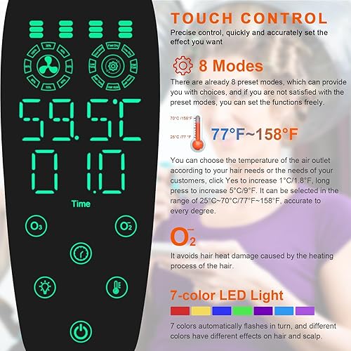 Miniatura 4 de Elitzia Ionic ET1717B - Secador de pelo profesional con capucha de 1000 W, máquina de secado de pelo estándar, versátil con 8 modos de