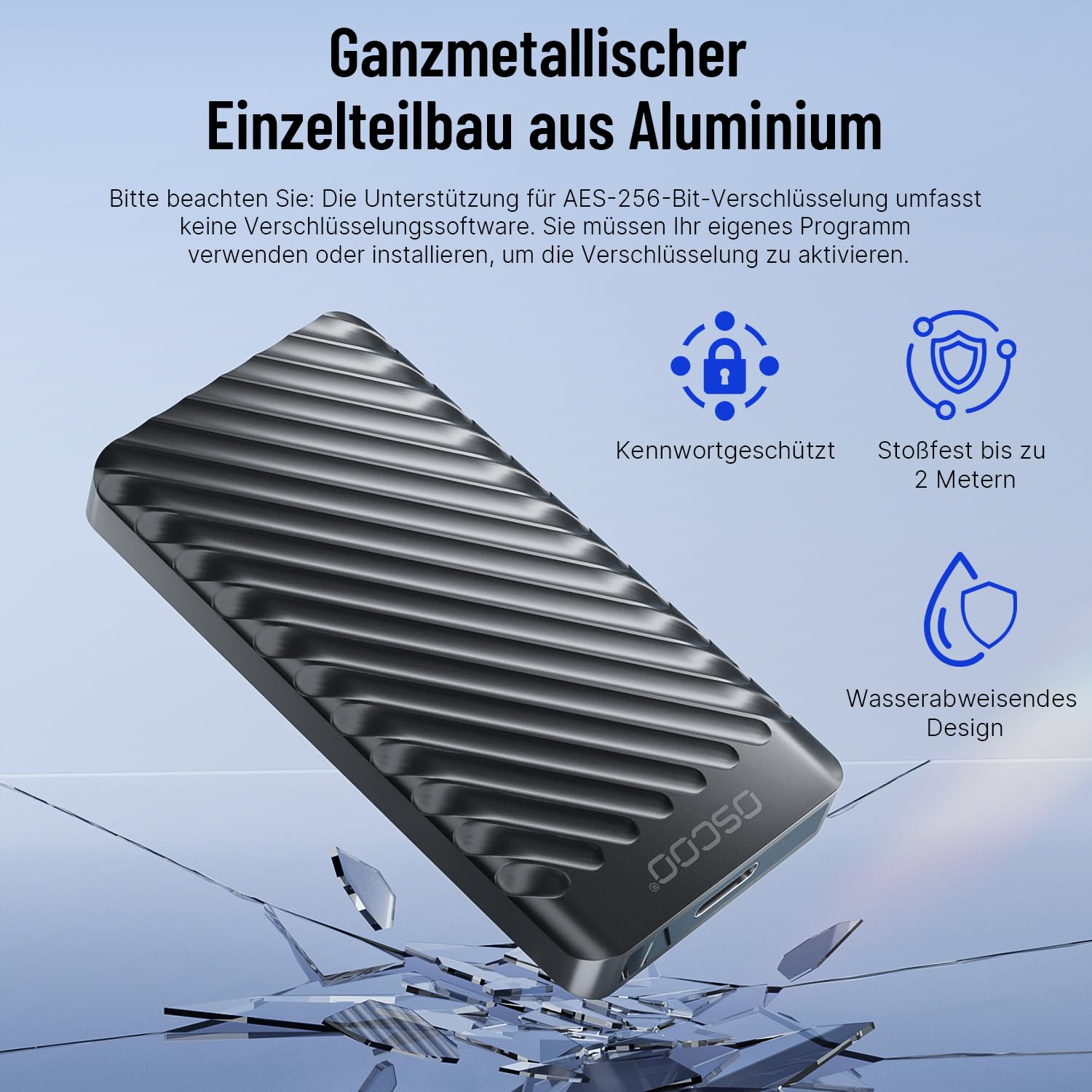 1TB SSD Festplatte Extern USB 3.2 Gen 2x2 Tragbare Festplatte Bis zu 2000 MB/s Duale USB Stick USB-A&USB-C Externer Speicher Kompatibel Android, Laptops, Tablets, Smart-TVs