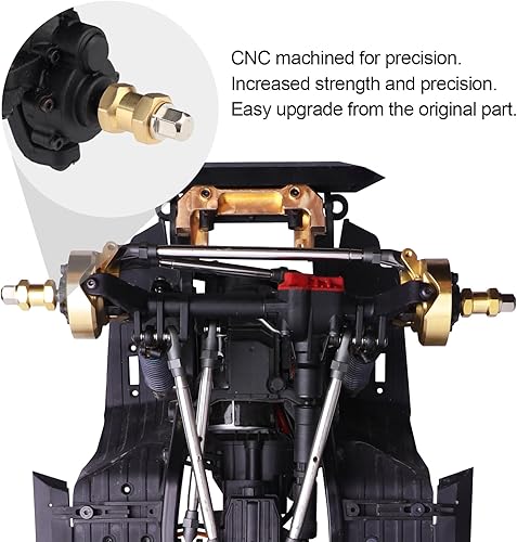 Vista 17 de HobbyPark Espaciadores de latón RC de 0.472 in, extensores de cubo hexagonal para ruedas RC Crawler Axial SCX10, adaptador de unidad hexagonal