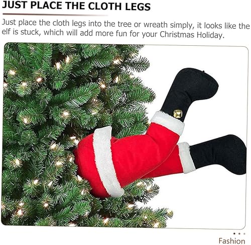 Miniatura 4 de DECHOUS 2 piezas de patas protésicas de Papá Noel, patas de elfo de felpa, patas de Papá Noel para chimenea, Papá Noel, abrazador, decoración de