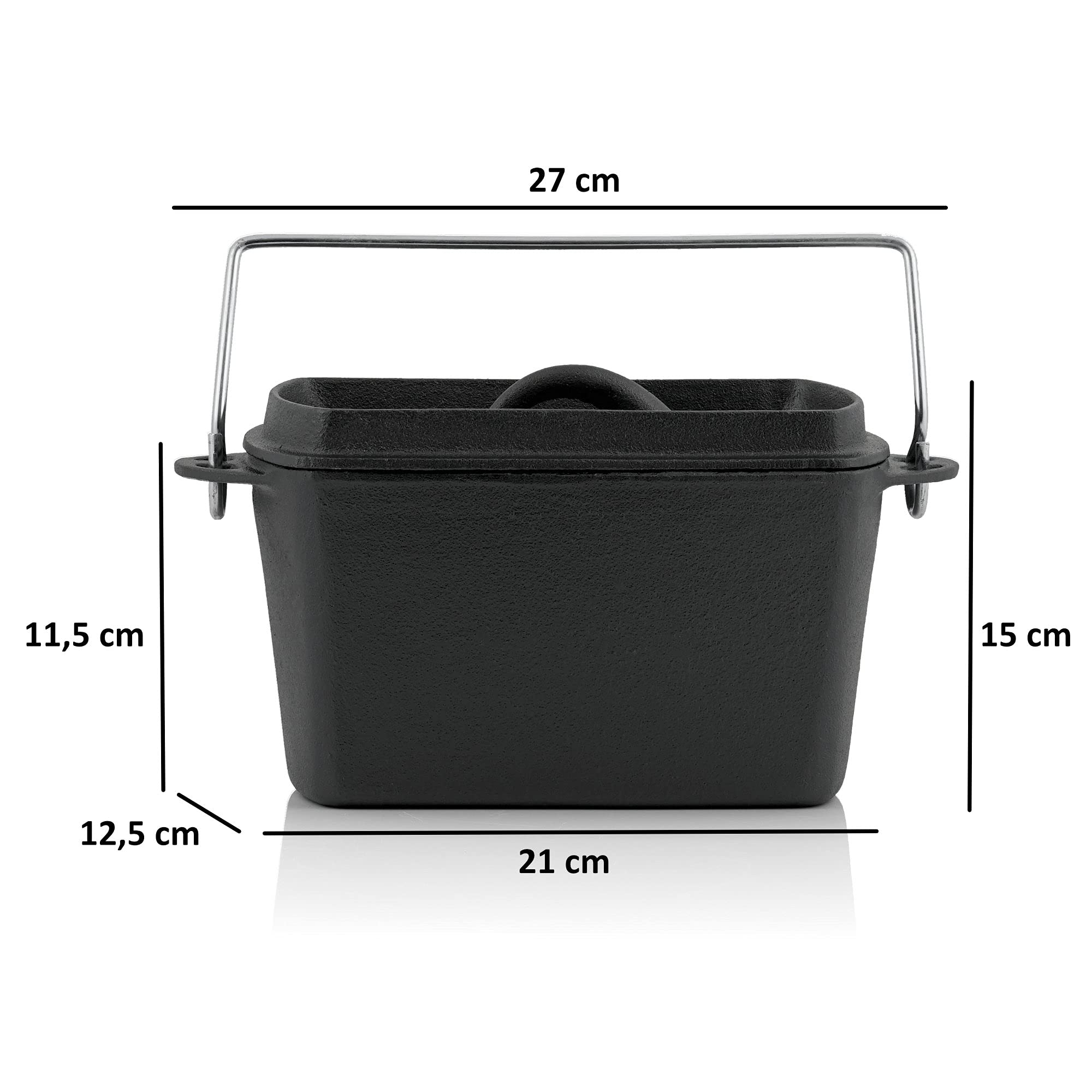 Marmite En Fonte | 1 Litre - 29 X 12,5 X 5,5 Cm | Déjà Brûlé - Pré-Assaisonné | Dutch Oven Pot