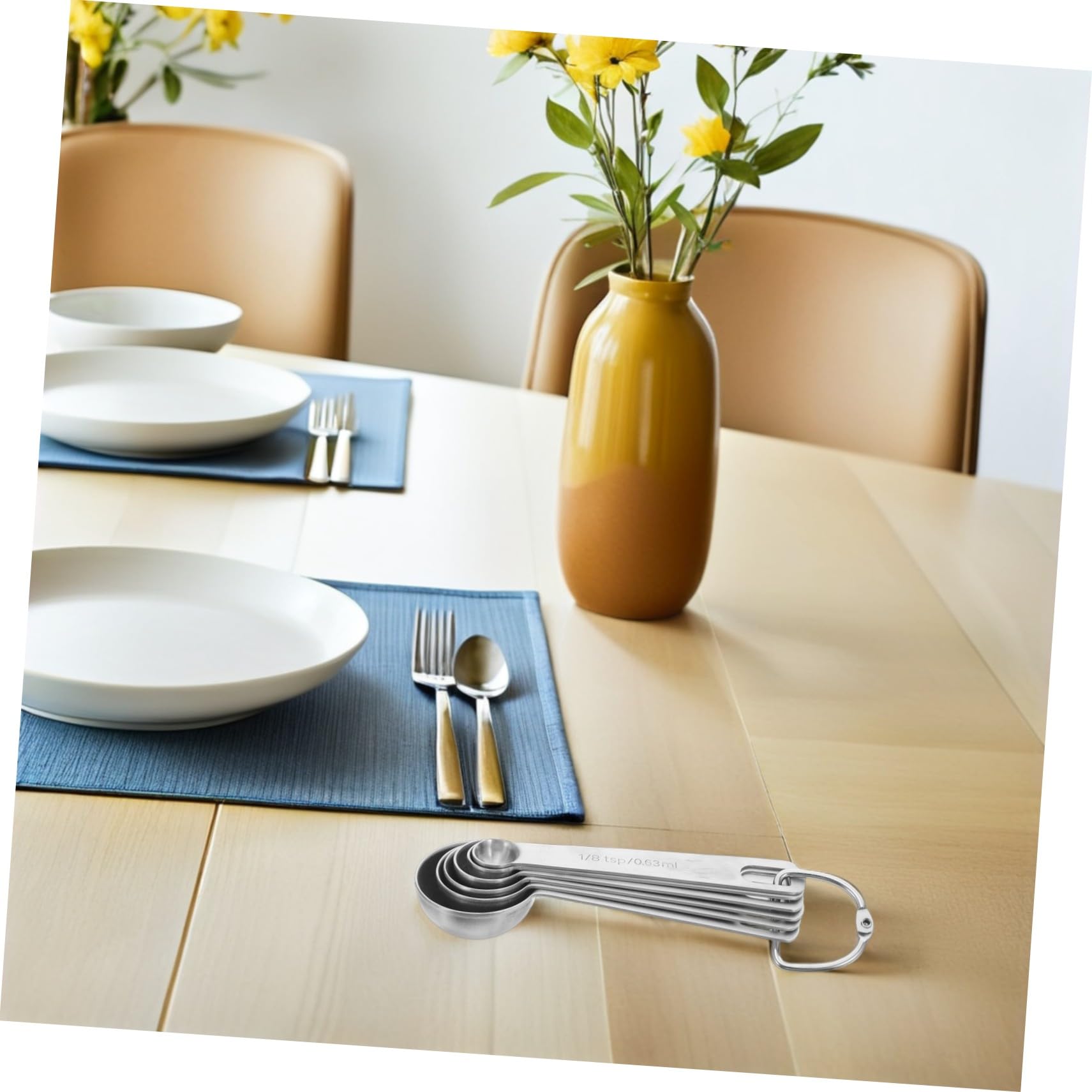 2 Sätze Edelstahl Messbecher und Messlöffel Set mit Komfortgriff und Aufhängeloch Präzise Küchenmesser für Trockene und Flüssige Zutaten zum Backen und Kochen